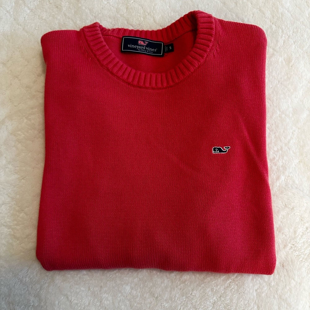 Men’s Vineyard Vines Cotton Crew Neck Sweater Size S Salmon Pink